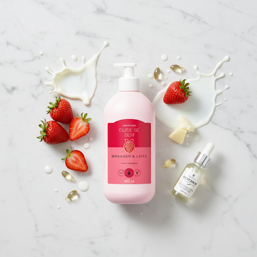 Lotion Hydratante Cuide-se Bem Fraise et Lait - Ingredientes
