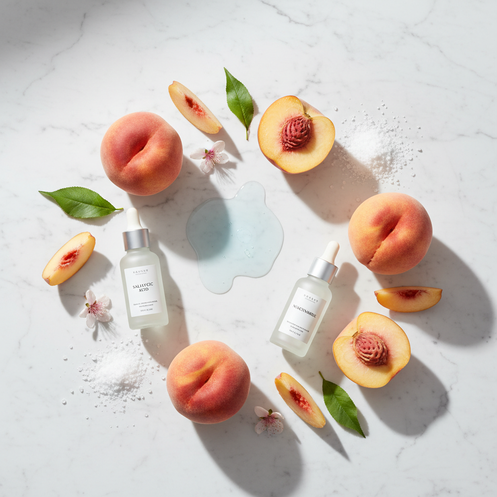 Ingrédients - pêches, acide salicylique, niacinamide