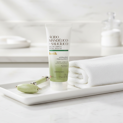 Gel de Limpeza Facial Micelar Botik 50g - bandeja spa com rolo de jade