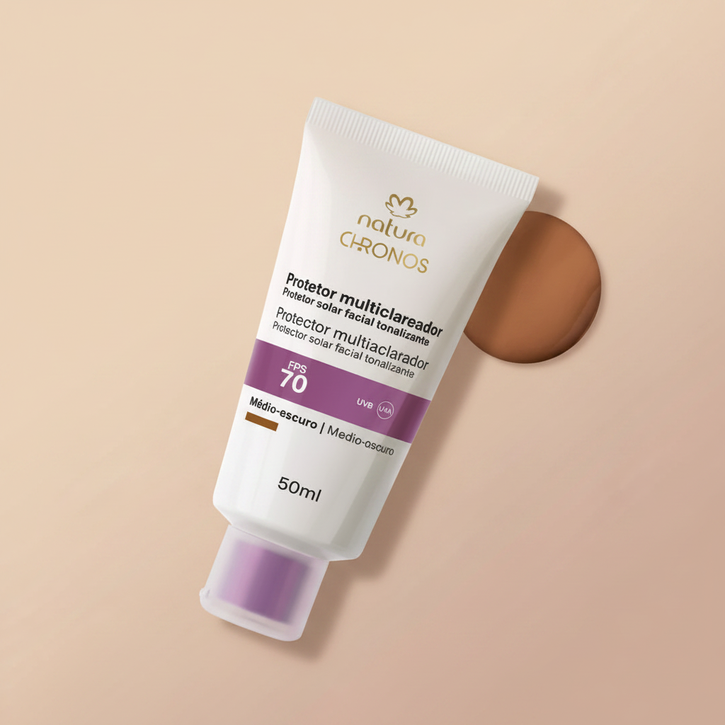 Natura Chronos Protetor Clareador FPS 70 Médio Escuro 50ml – Degradê Nude