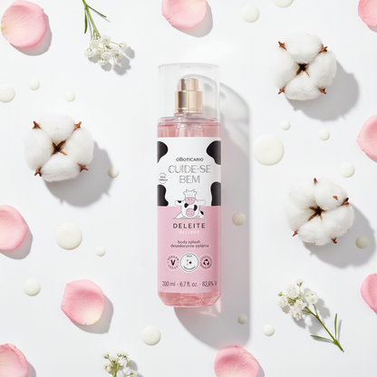 Body Splash Cuide-Se Bem Deleite - Flat Lay Ingredientes