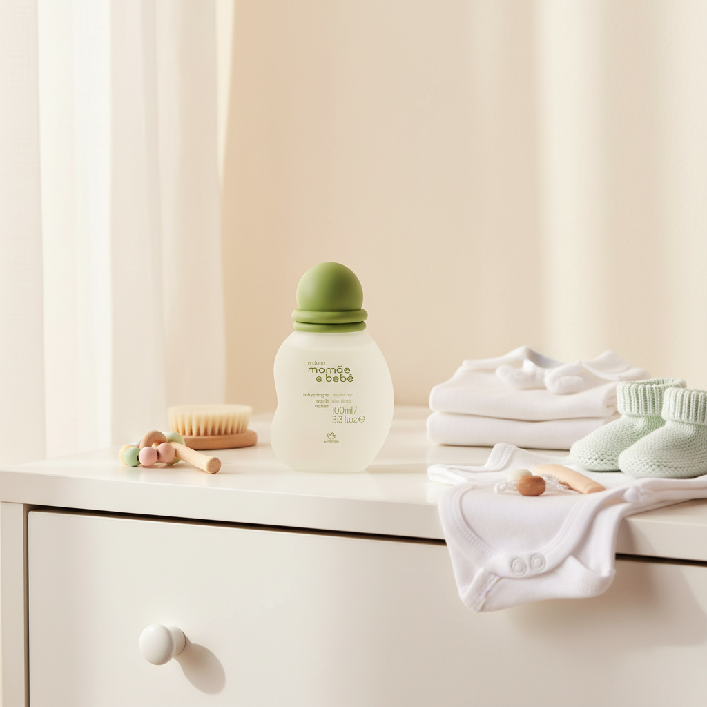 Eau de Toilette Natura Mamãe et Bébé dans un environnement de chambre bébé
