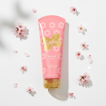 Sophie Shampoo Brilho 200ml - flat lay com flores
