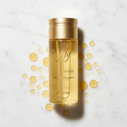 Óleo Perfumado Corporal Lily - Demonstração de textura dourada