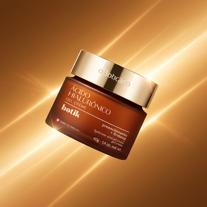 Gel Creme Facial Firmador Ácido Hialurônico Botik 40g - degradê dourado