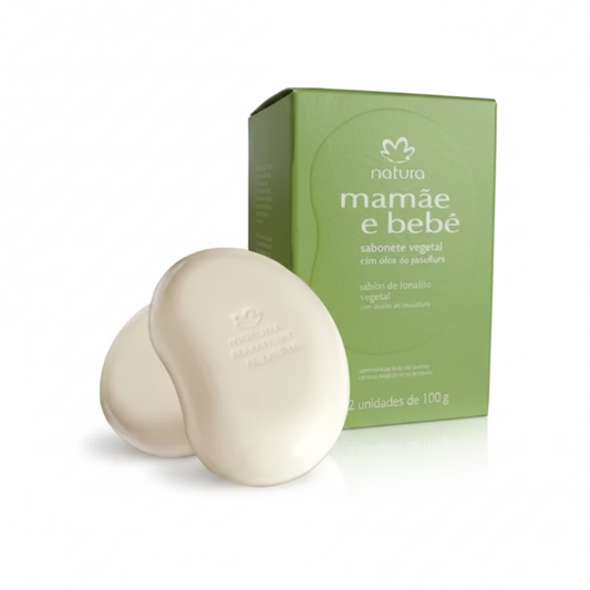 Natura Mamãe e Bebê Sabonete Vegetal em Barra 2x100g – Fundo Branco