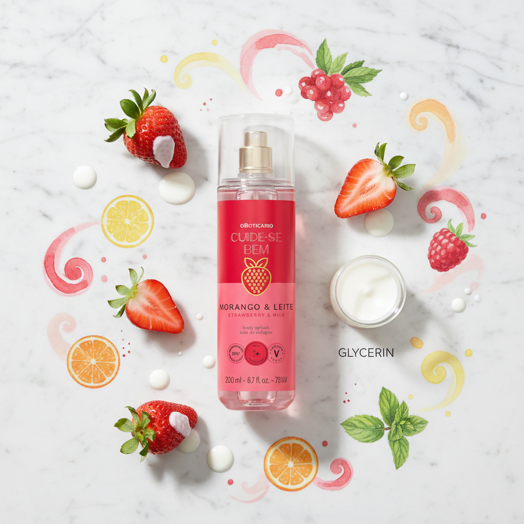 Body Splash Cuide-se Bem Fraise et Lait - Ingredientes