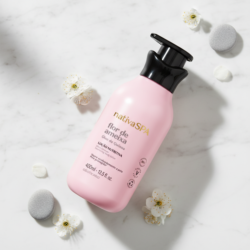Loção Hidratante Nativa Spa Flor de Ameixa - Vista em ângulo