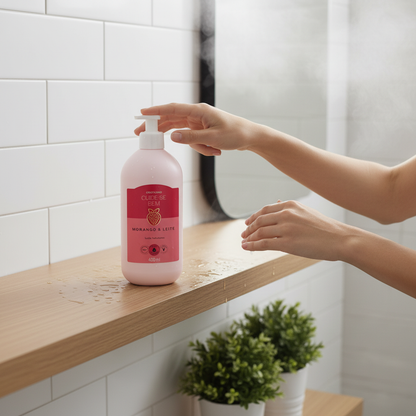 Lotion Hydratante Cuide-se Bem Fraise et Lait - Uso Natural