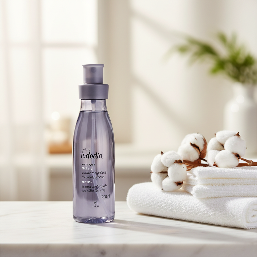 Body Splash Tododia Algodão - ambiente spa com mármore e toalhas