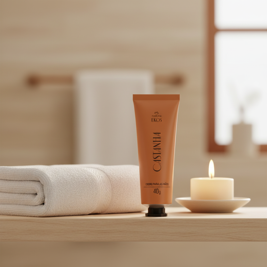 Creme Hidratante Mãos Ekos Castanha Natura 40g - spa com vela