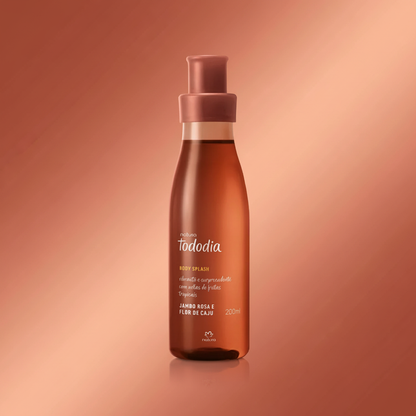 Body Splash Tododia Jambo Rosa e Flor de Caju - fundo degradê terracota