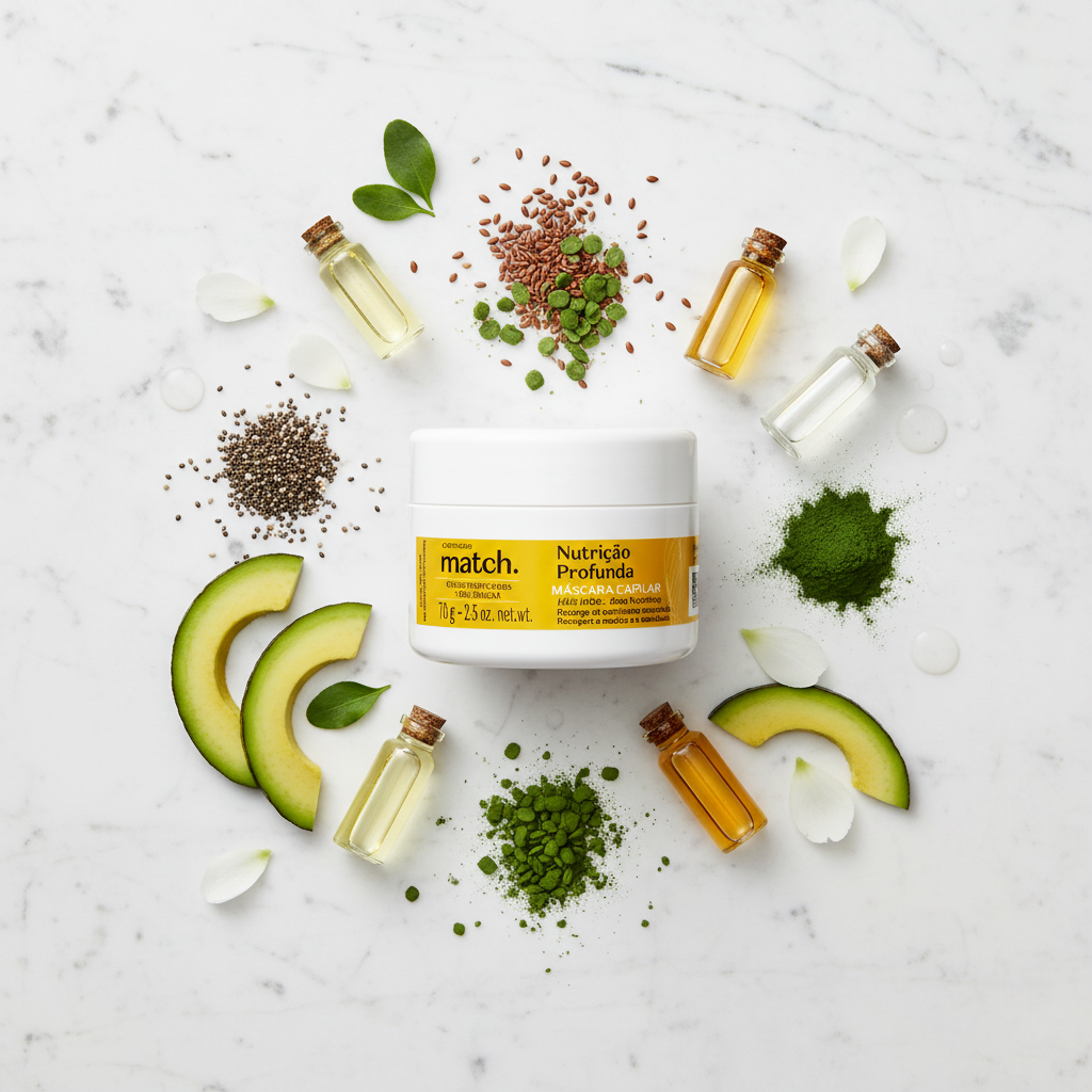 Máscara Match - Flat Lay Ingredientes