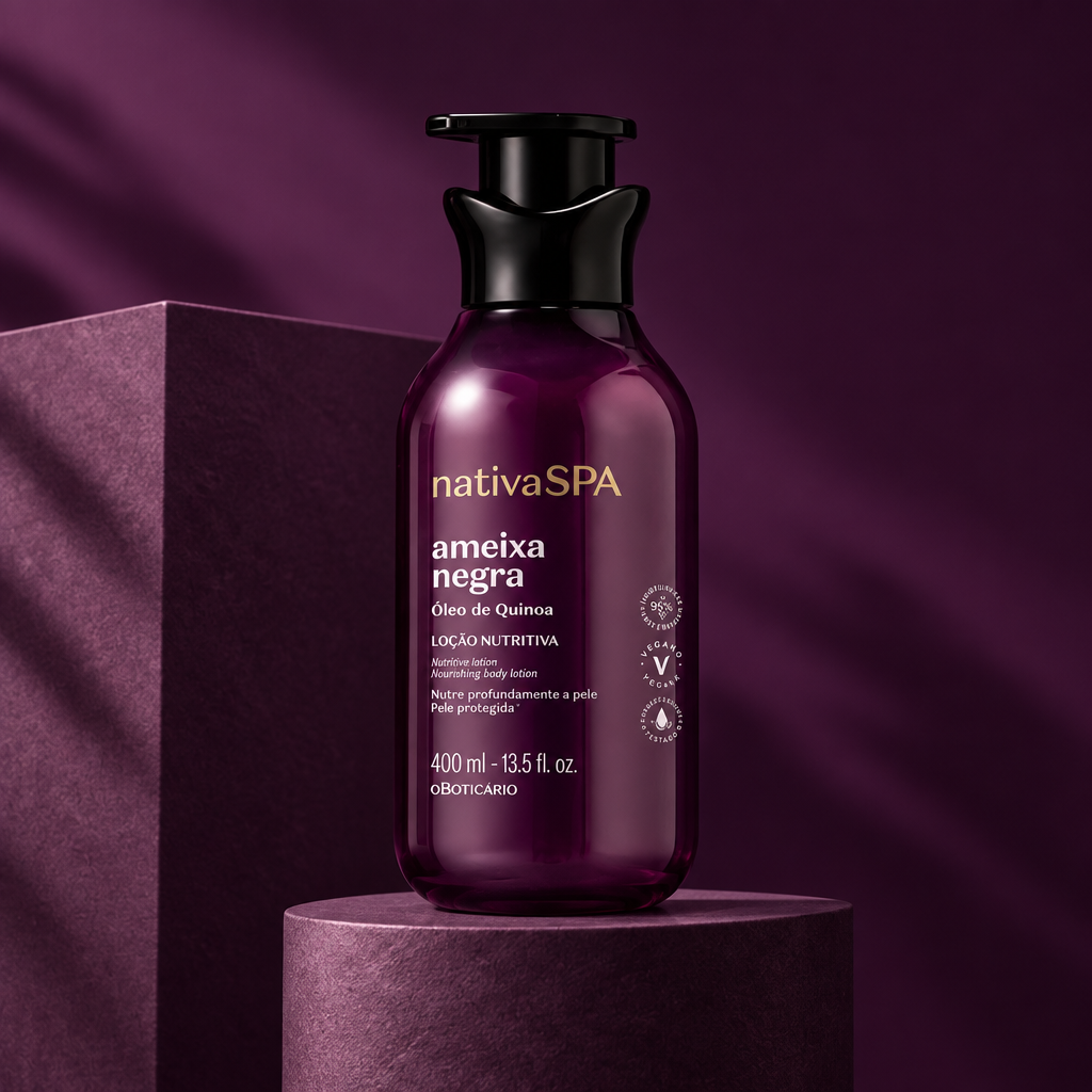Nativa SPA Ameixa Negra Loção Nutritiva O Boticário - composição arquitetônica
