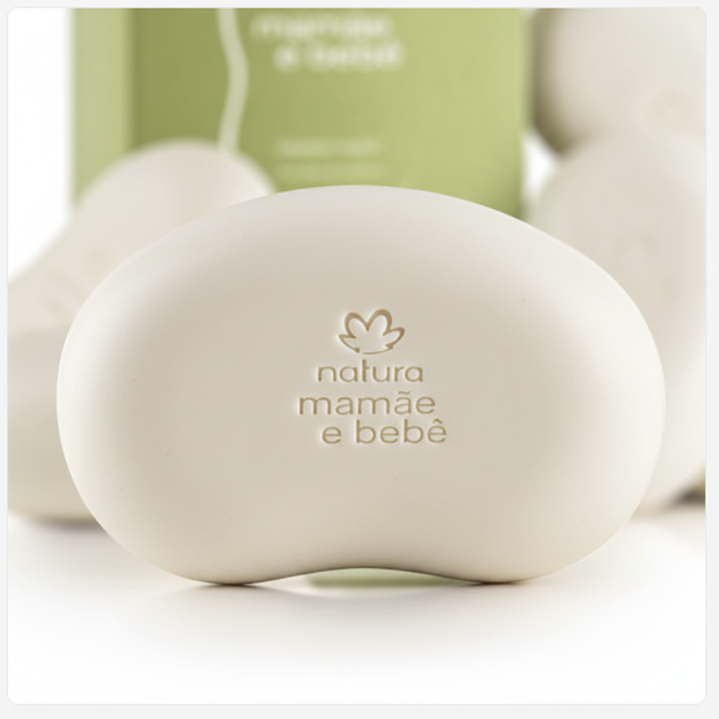 Détail du savon en forme de nuage avec logo gaufré
