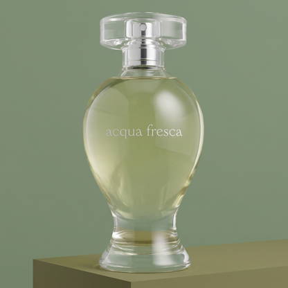 Acqua Fresca sobre base geométrica em verde-sálvia