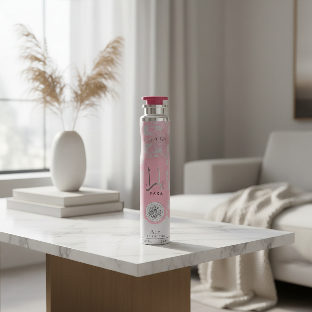 Lattafa Yara Air Freshener em ambiente residencial moderno