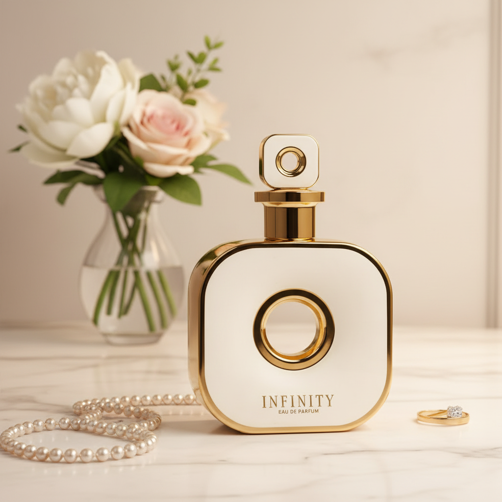 Armaf Infinity Gold Eau de Parfum 105ml - ambiente feminino com pérolas