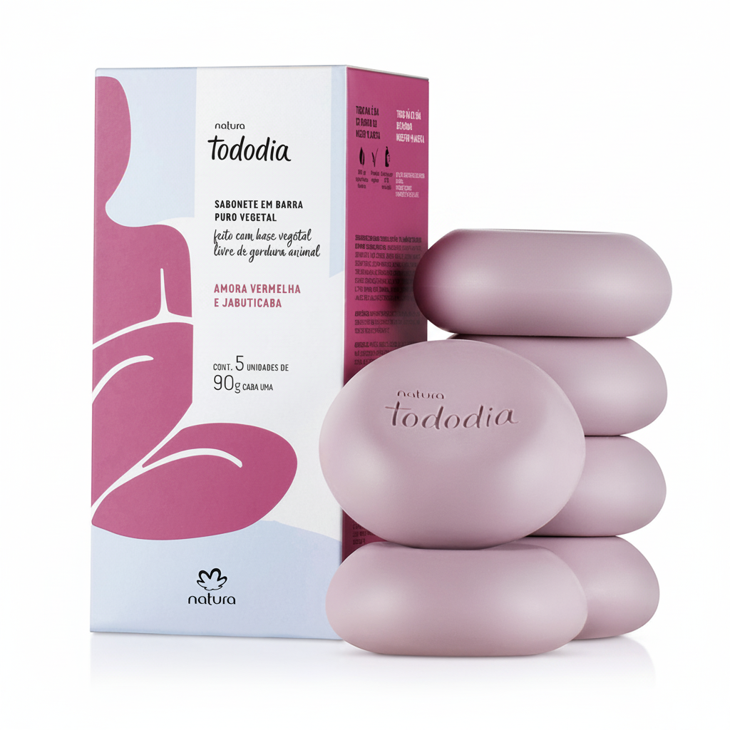 Natura Tododia Kit Sabonete em Barra Amora Vermelha e Jabuticaba 5x90g - Fundo Branco
