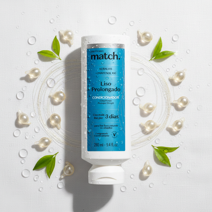 Condicionador Match Liso Prolongado - flat lay ingredientes