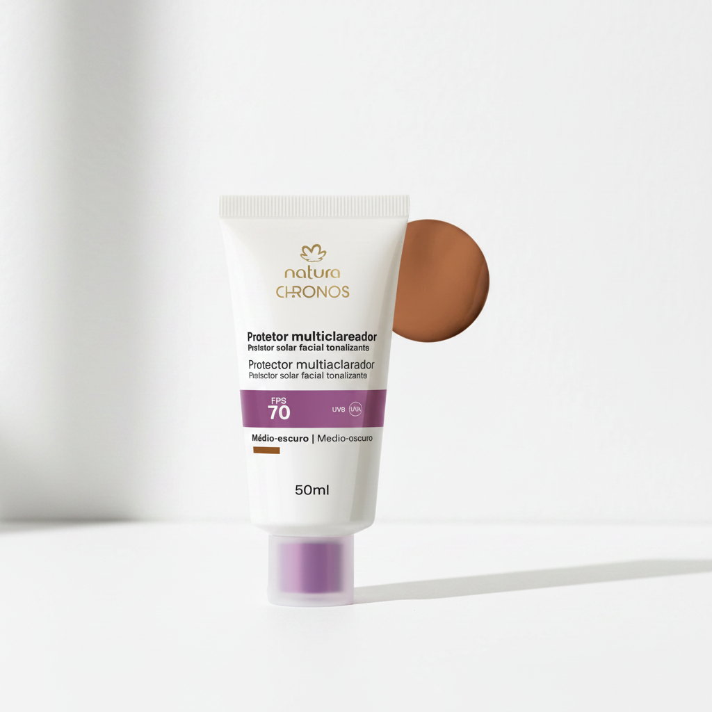 Natura Chronos Protetor Clareador FPS 70 Médio Escuro 50ml – Lifestyle Skincare