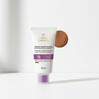 Natura Chronos Protetor Clareador FPS 70 Médio Escuro 50ml – Lifestyle Skincare