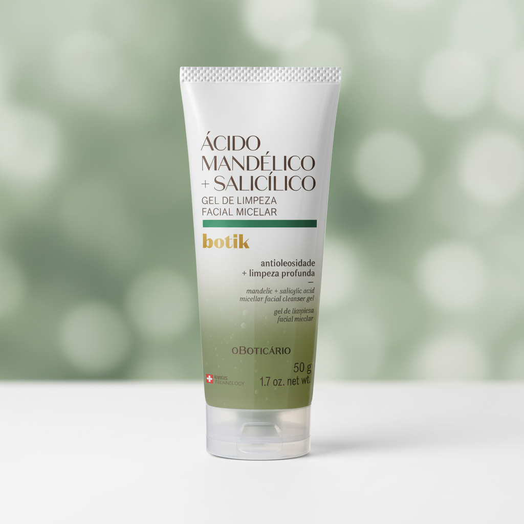 Gel de Limpeza Facial Micelar Botik 50g - close-up detalhe embalagem