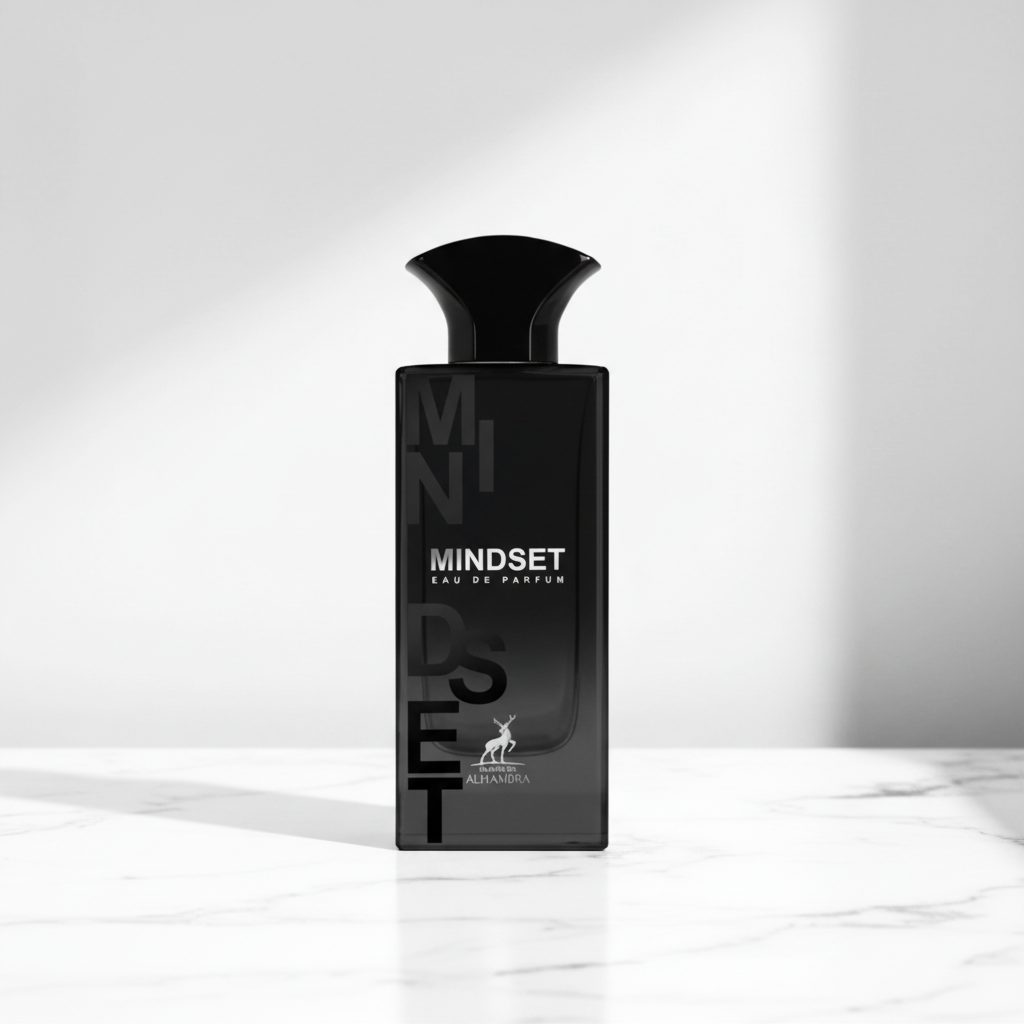 Mindset em bancada minimalista com textura branca