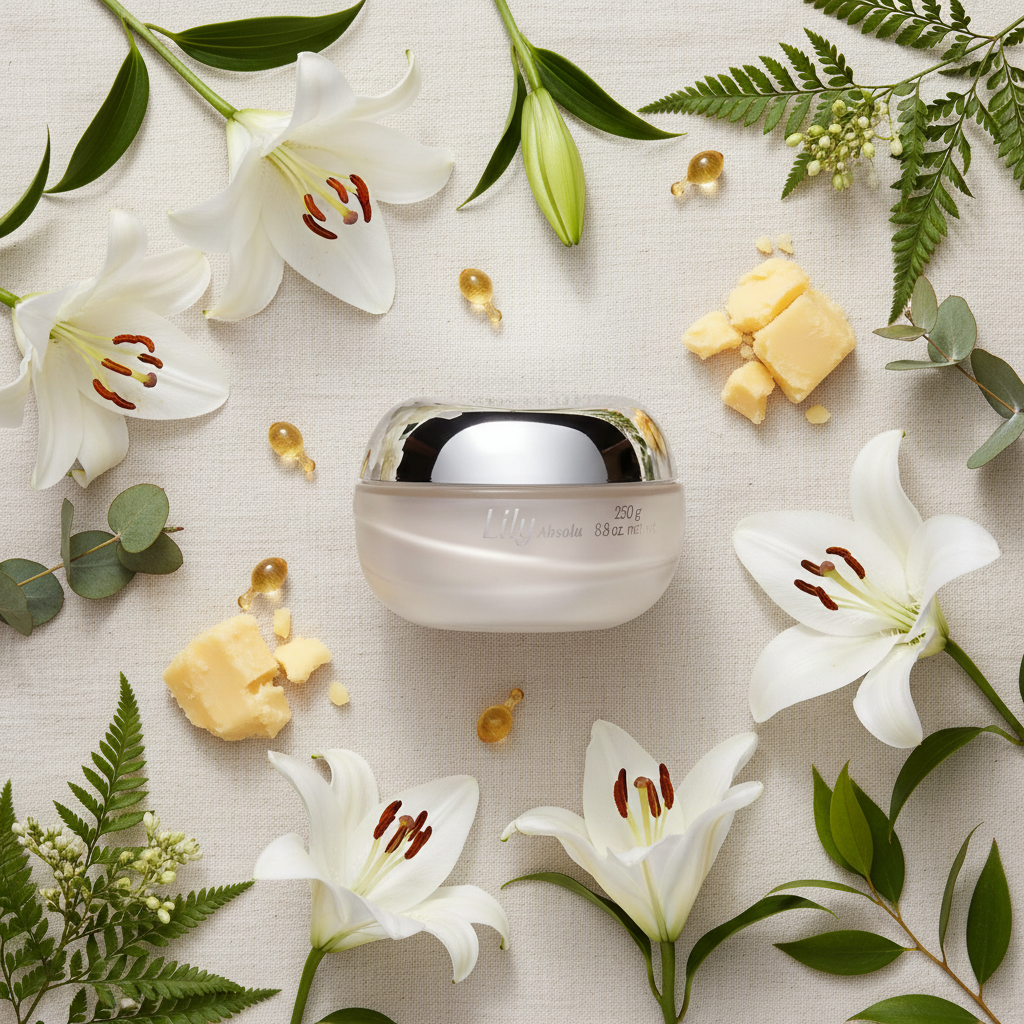 Lily Absolu Creme 250g - ingredientes flat lay