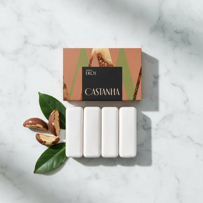 Natura Ekos Castanha Kit Sabonetes 4x100g - flat lay mármore