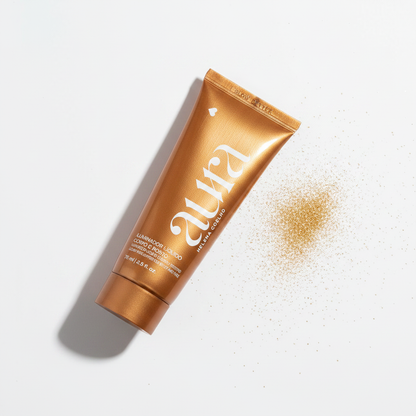 Iluminador Líquido Aura by Helena Coelho 75ml - flat lay shimmer dourado