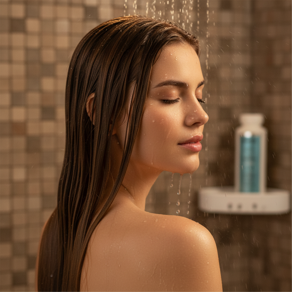 Shampoo Match Liso Prolongado - cabelo molhado chuveiro