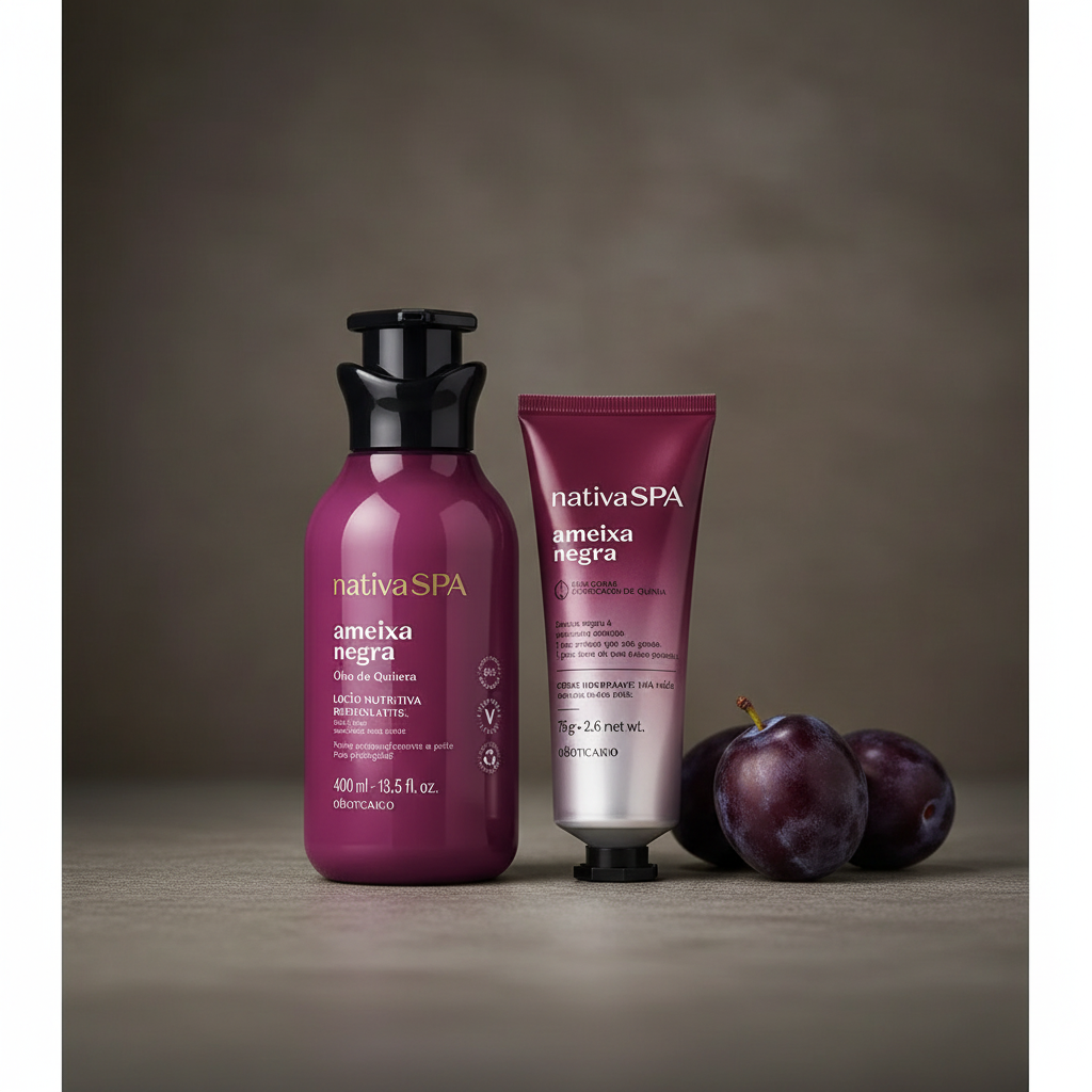 Kit Nativa SPA Ameixa Negra com ameixas frescas ao lado