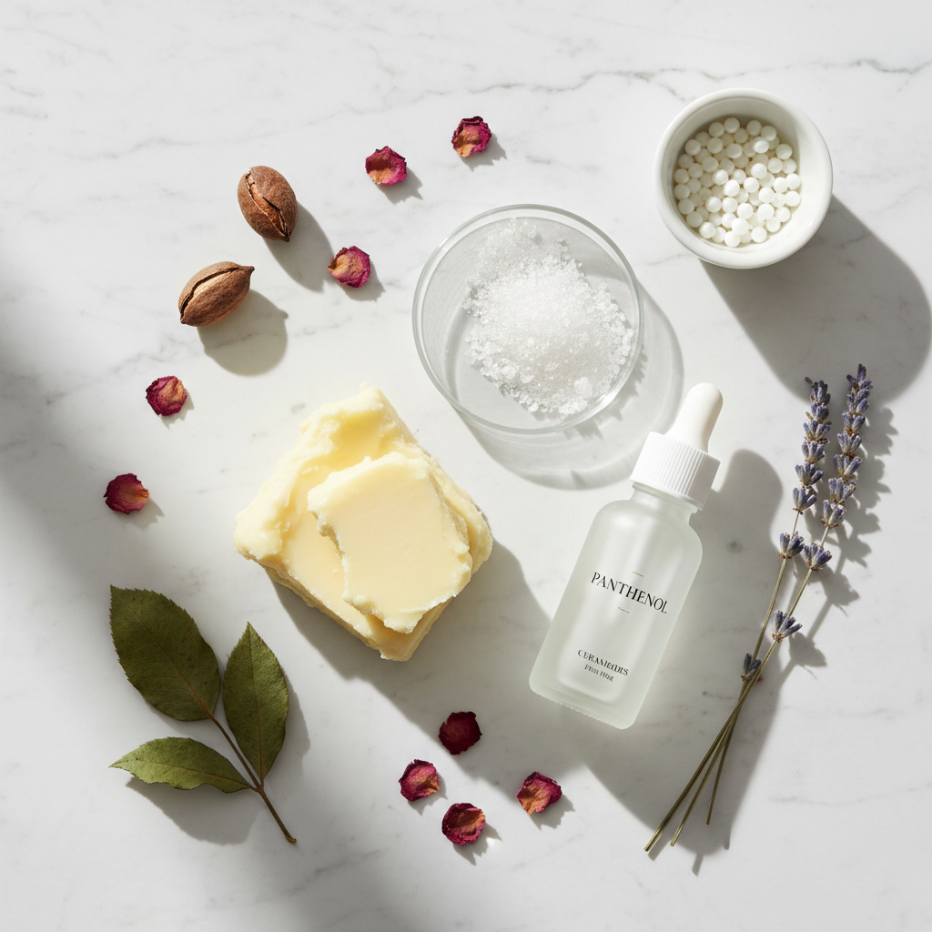 Ingrédients nourrissants - karité, céramides, panthénol