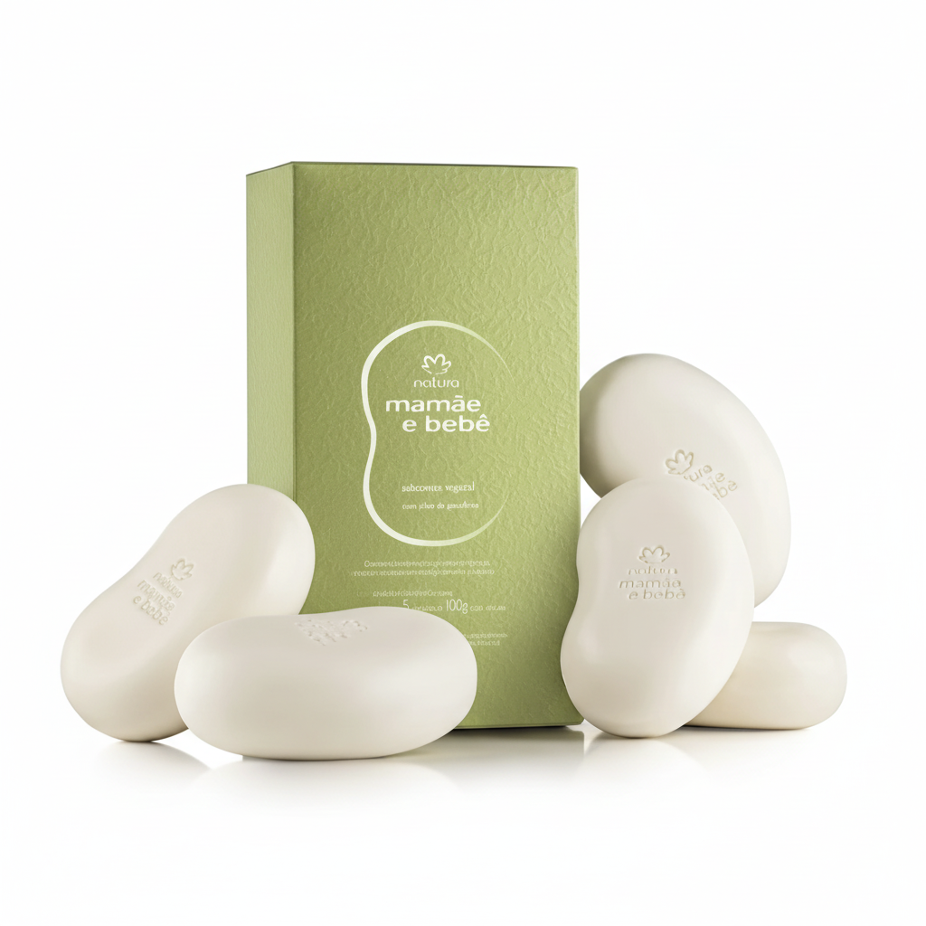 Savon en Barre Mamãe Bebê Natura 5x100g - Vue principale sur fond blanc