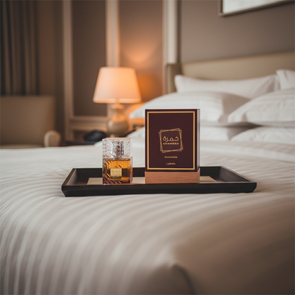 Lattafa Khamrah Dukhan - Bandeja Cama Hotel Luxo