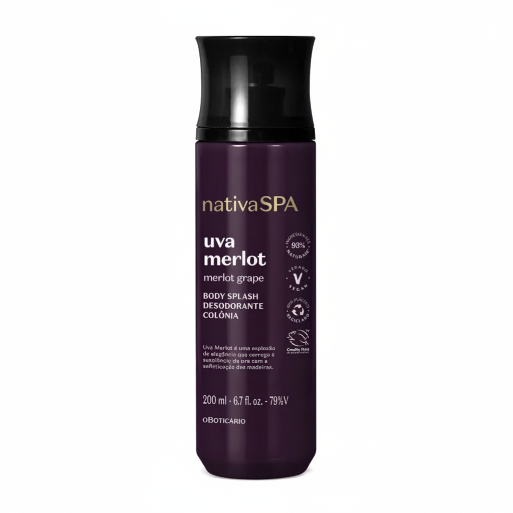 Body Splash Nativa Spa Uva Merlot 200ml - Fundo Branco