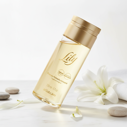 Óleo Perfumado Corporal Lily - Vista em ângulo com ambiente spa