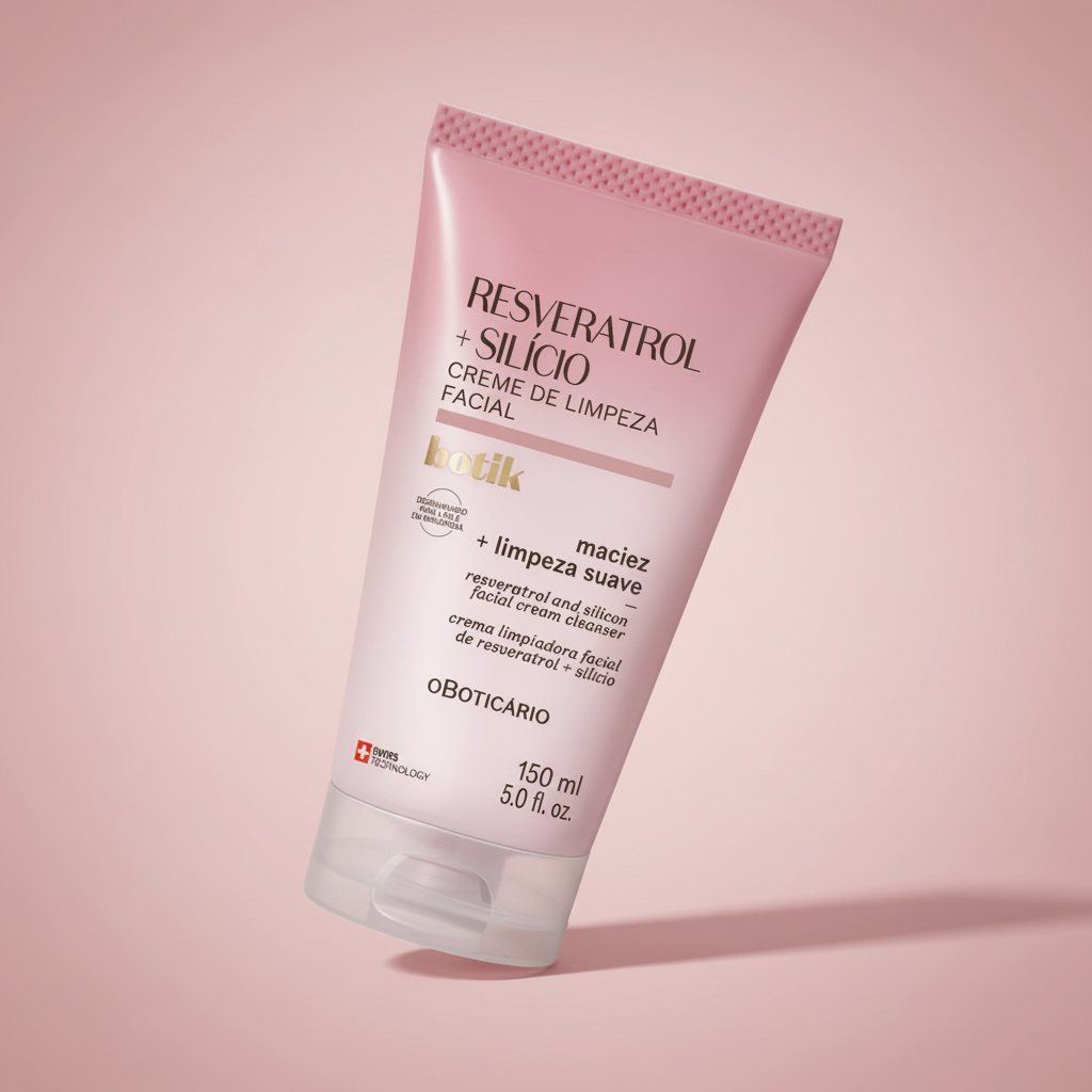 Creme de Limpeza Facial Botik Resveratrol + Silício 150ml - degradê rosa