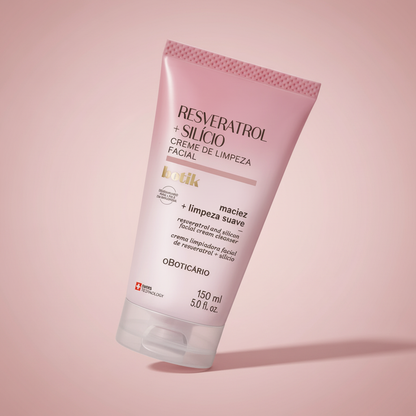 Creme de Limpeza Facial Botik Resveratrol + Silício 150ml - degradê rosa