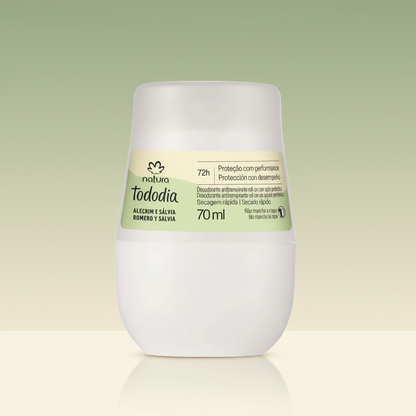 Natura Tododia Desodorante Antitranspirante Roll-on Alecrim e Sálvia 70ml - Degradê Verde Sálvia