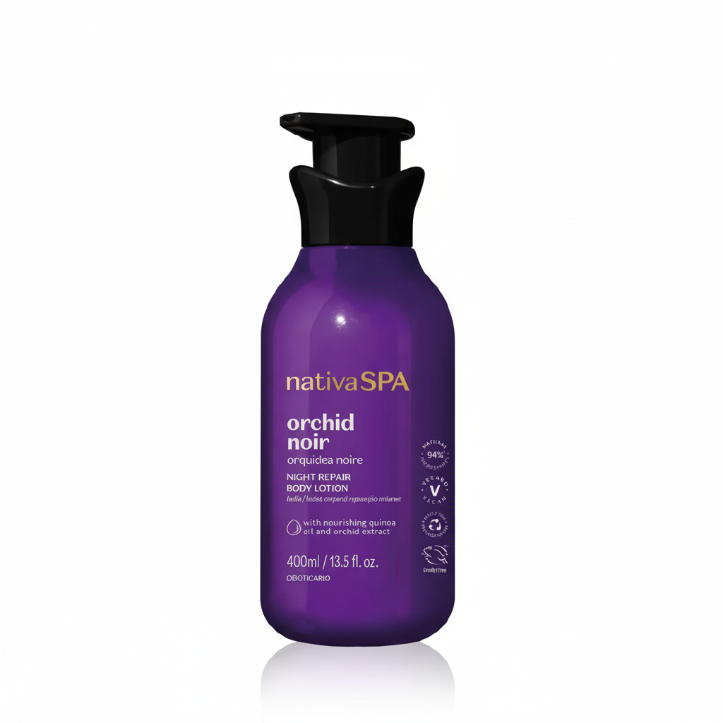 Loção Noturna Nativa SPA Orquídea Noire - Frasco roxo com pump preto