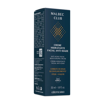 Creme Hidratante Facial Anti-Idade Malbec Club 50ml