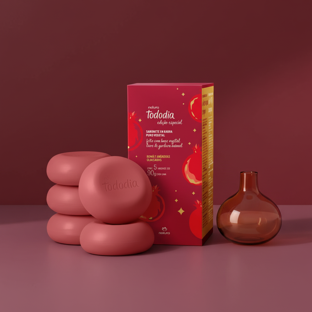 Savons en barre pur végétal Natura Tododia Grenade et Amandes Glacées 5 x 90 g