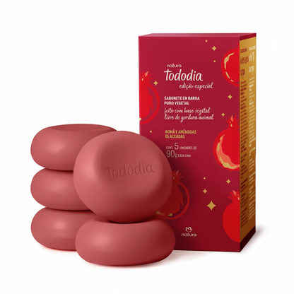 Savons en barre pur végétal Natura Tododia Grenade et Amandes Glacées 5 x 90 g