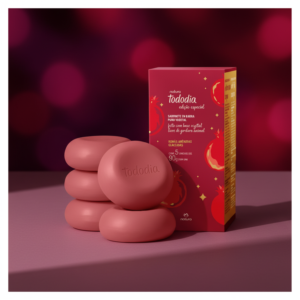 Savons en barre pur végétal Natura Tododia Grenade et Amandes Glacées 5 x 90 g