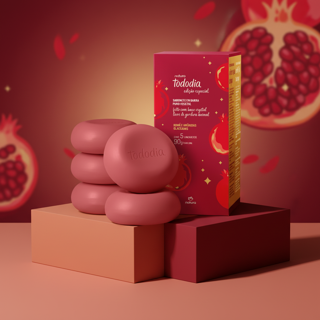 Savons en barre pur végétal Natura Tododia Grenade et Amandes Glacées 5 x 90 g